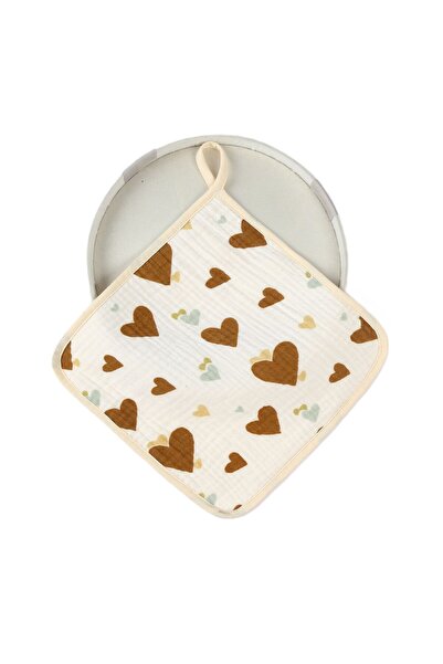 Flippy Absorbent Towel, Flippy, Cotton, 25 x 25 cm, Heart Pattern, with Hanger, Brown