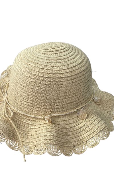 Kitti Girl's Seashell Detailed Straw Hat (6-12 Years)