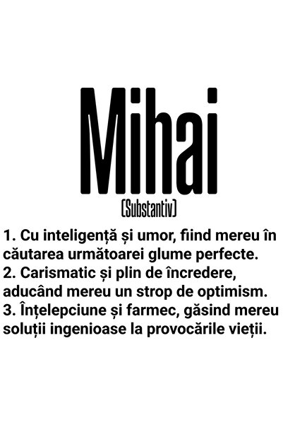 StoryGift Romania Sticker Eticheta 50CM Cu Numele Mihai, Inteligenta, Umor, C...