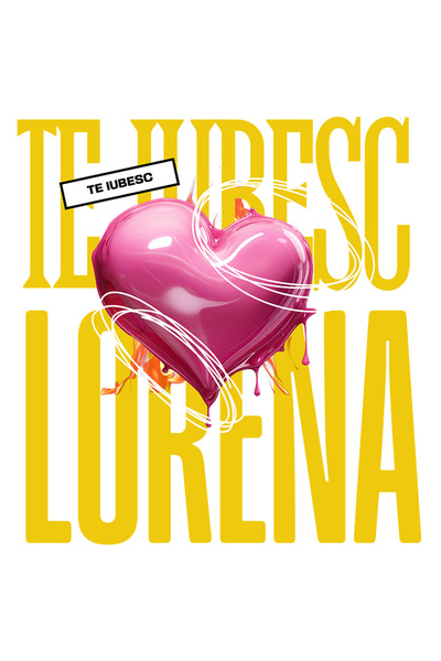 StoryGift Romania Sticker Eticheta 40CM Te Iubesc Lorena, Dragoste, Inima, Iubire, Sfantul Valentin, Dragobete,