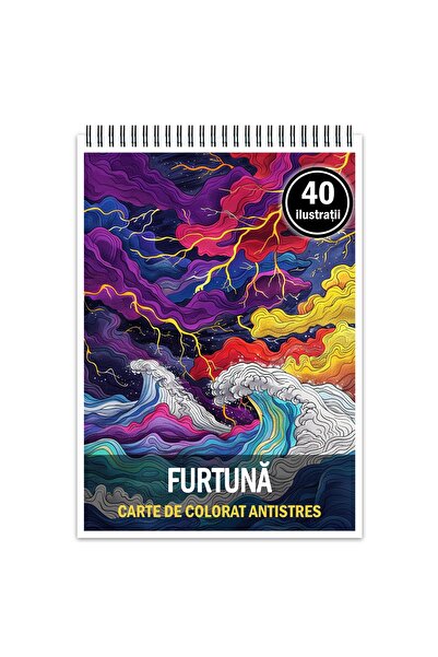 Legendary Gifts Carte de colorat antistres, 40 de ilustrații Furtună, Format: A4