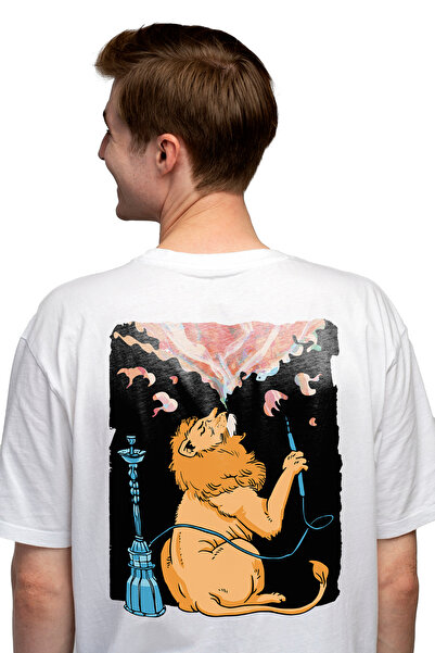 StoryGift Romania Tricou Barbati Leu, Narghilea, cu imprimeu pe Spate, 100% B...