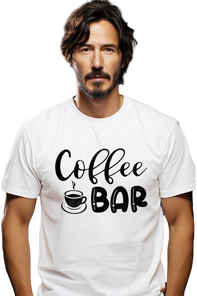 StoryGift Romania Men's T-Shirt For Those Who Frequent Cafes - Coffee With Print On The Front, 100% B Stg
