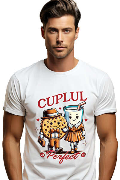 StoryGift Romania Tricou bărbătesc Perfect Couple Delicious Milk Cake cu impr...