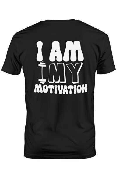 StoryGift Romania Tricou bărbătesc cu o ganteră și mesajul „I Am My Motivatio...