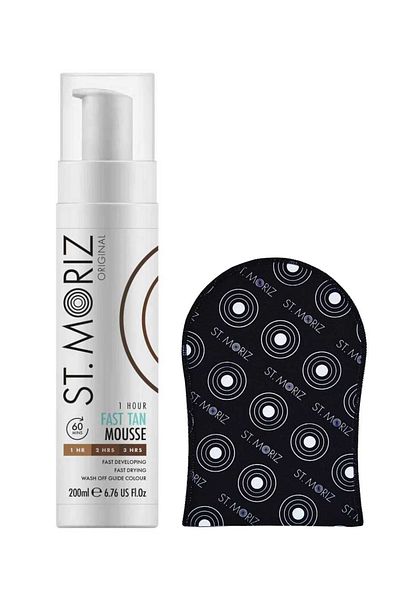 ST. MORIZ Set autobronzant profesional ST MORIZ cu spumă cu efect rapid în 1 oră, 2 ore, 3 ore și mănușă