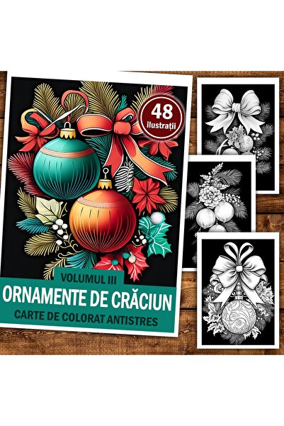 Legendary Gifts Carte de colorat antistres, 48 ​​de ilustrații cu ornamente de Crăciun - Volumul III, Format: A4