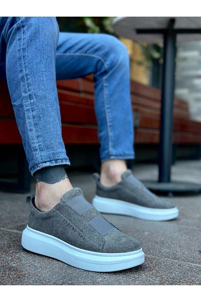 MehLey Ml0307 Suede High Sole Double Tape Gray Men's Shoes