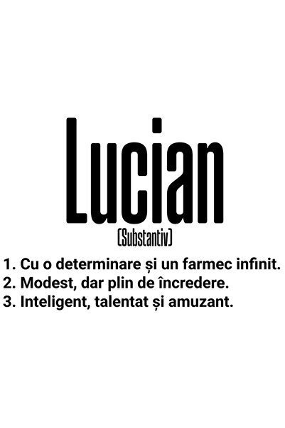 StoryGift Romania Sticker Eticheta 50CM Cu Numele Lucian, Determinare, Modest...