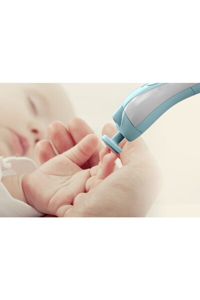 Flippy Electric Baby Nail File, 6 Pieces, 15 x 4.5 x 3 cm, Quiet, 0-3 Years, 4 Speed Levels, Blue