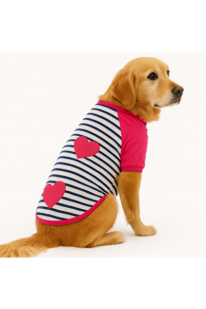 DOGİ&DOG Büyük Irk Pink Heart Yazlık Köpek T-Shirt Köpek Kıyafeti (11-45KG)
