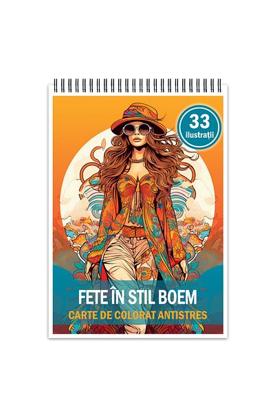Legendary Gifts Anti-stress Coloring Book, 33 Illustrations Girls In Bohemian Style, 72 Pages, Format: A5