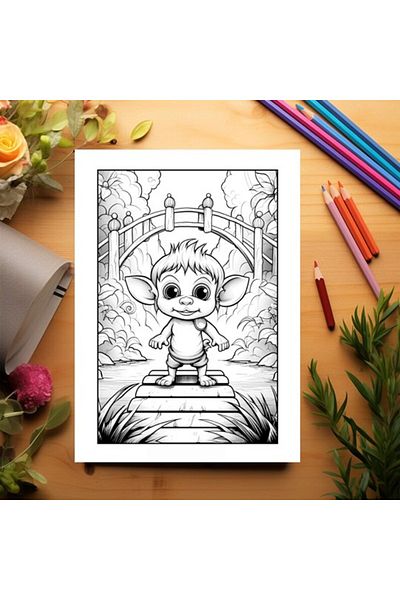 Legendary Gifts Coloring Book, 50 Illustrations, Cute Trolls, 106 Pages, Format: A5