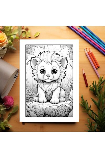 Legendary Gifts Coloring Book, 50 Illustrations, Cute Lions, 106 Pages, Format: A5