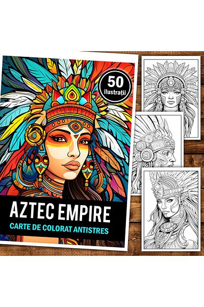 Legendary Gifts Anti-stress Coloring Book, 50 Illustrations, Aztec Empire, 106 Pages, Format: A5