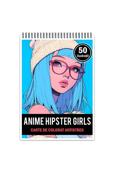 Legendary Gifts Anti-stress Coloring Book, 50 Illustrations, Anime Hipster Girls, 106 Pages, Format: A5