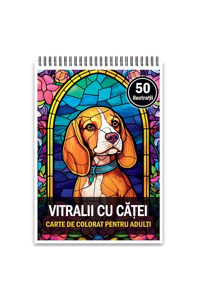 Legendary Gifts Coloring Book, 50 Illustrations, Stained Glass With Dogs, 106 Pages, Format: A5