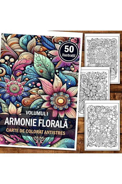 Legendary Gifts Anti-stress Coloring Book, 50 Illustrations Floral Harmony - Volume I, 106 Pages, Format: A5