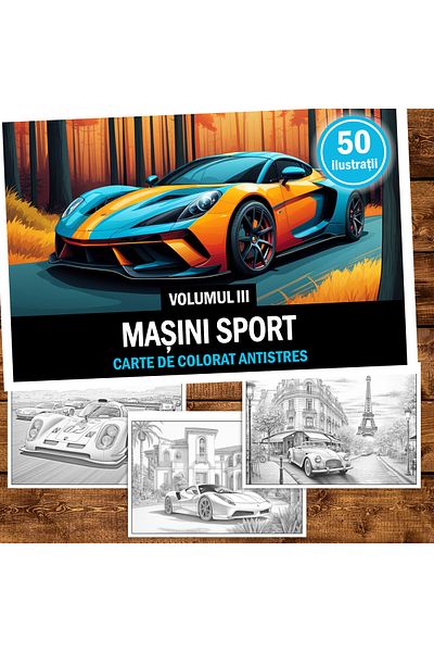 Legendary Gifts Anti-stress Coloring Book, 50 Illustrations, Sports Cars - Volume Iii, 106 Pages, Format: A5
