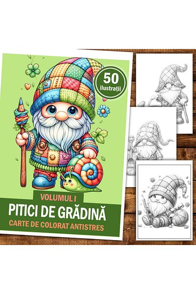 Legendary Gifts Anti-stress Coloring Book, 50 Illustrations Garden Gnomes - Volume I, 106 Pages, Format: A5