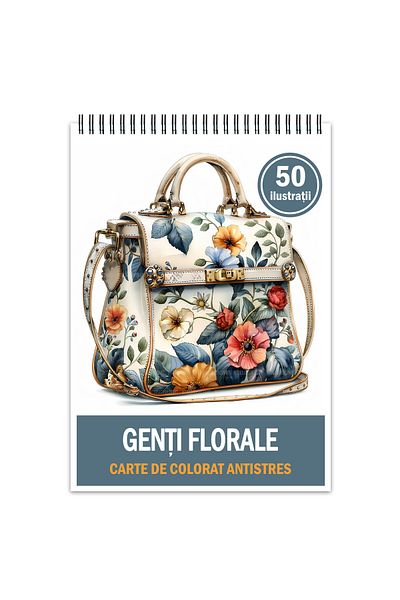 Legendary Gifts Anti-stress Coloring Book, 50 Floral Bags Illustrations, 106 Pages, Format: A5