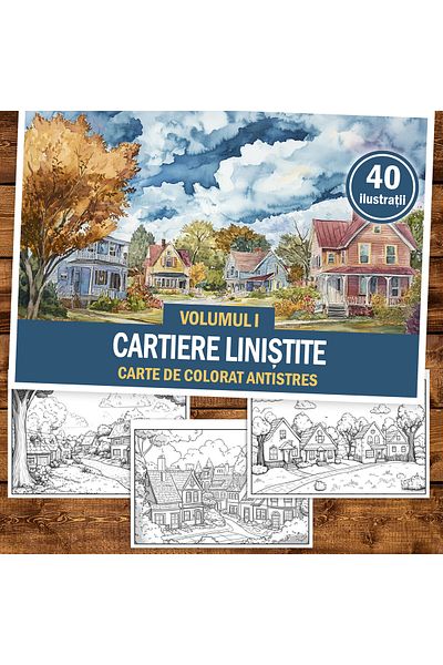 Legendary Gifts Anti-stress Coloring Book, 40 Illustrations Quiet Neighborhoods - Volume I, 86 Pages, Format: A5