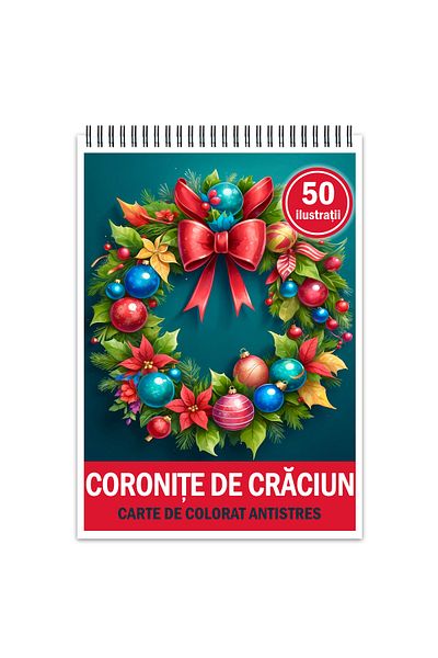 Legendary Gifts Anti-stress Coloring Book, 50 Illustrations, Christmas Wreaths, 106 Pages, Format: A5
