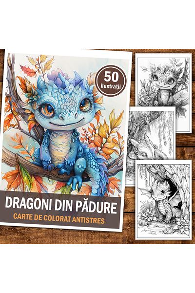 Legendary Gifts Anti-stress Coloring Book, 50 Illustrations Dragons In The Forest, 106 Pages, Format: A5