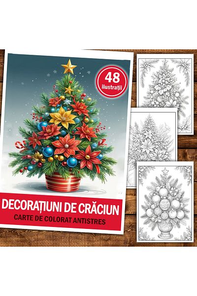 Legendary Gifts Anti-stress Coloring Book, 48 Illustrations, Christmas Decorations, 96 Pages, Format: A5