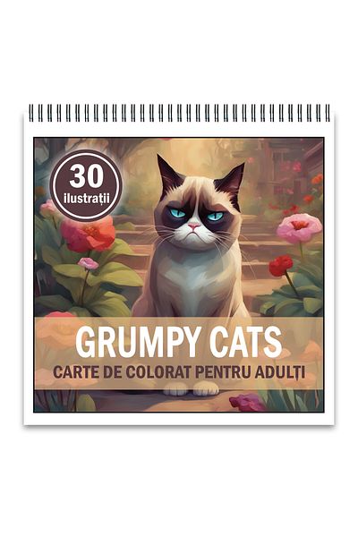 Legendary Gifts Coloring Book, 30 Illustrations, Grumpy Cats, 66 Pages, Format: 14.8x14.8cm
