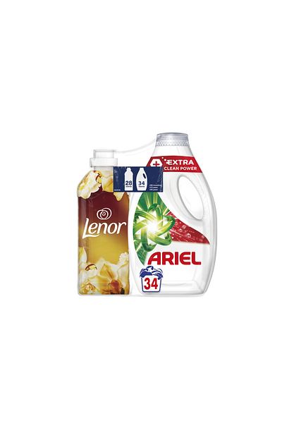 Ariel Ariel Extra Clean liquid detergent for 34 washes and Lenor Vanilla Orchid & Golden Amber conditioner