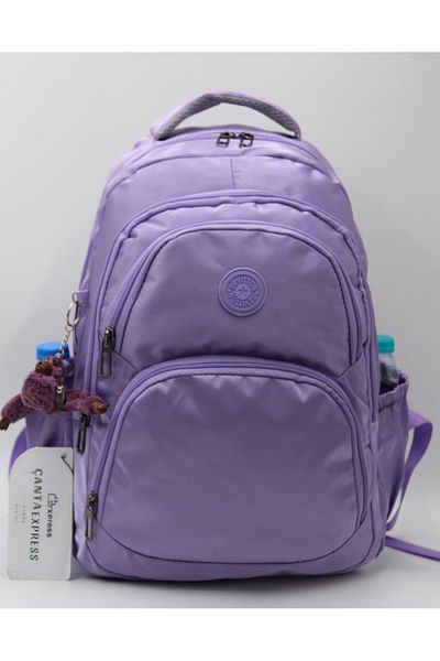 ÇantaExpress 34600 Geantă de școală din țesătură rezistentă la apă liliac Rucsac de școală unisex