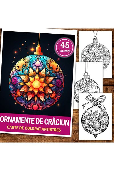 Legendary Gifts Anti-stress Coloring Book, 45 Illustrations, Christmas Ornaments, 96 Pages, Format: A5