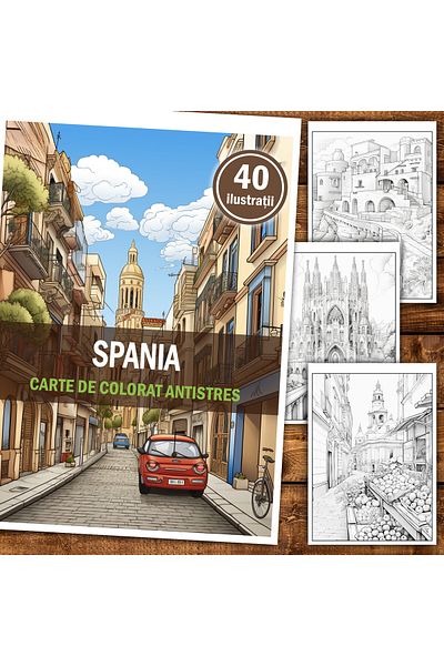 Legendary Gifts Anti-stress Coloring Book, 40 Illustrations Spain, 86 Pages, Format: A5