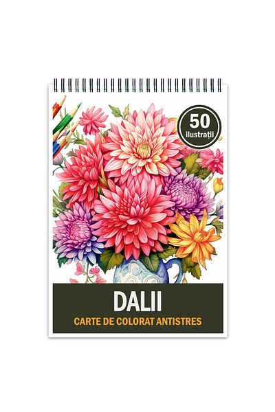Legendary Gifts Coloring Book For Relaxation And Anti-stress, 50 Illustrations, Dahlias, 106 Pages, Format: A5