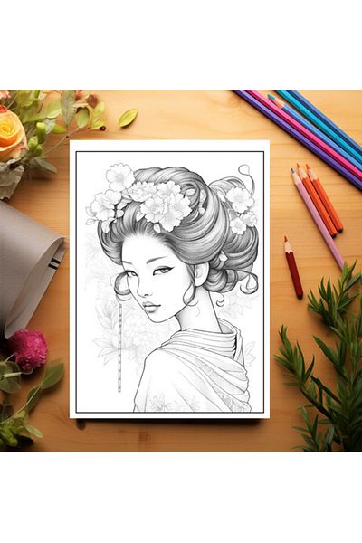 Legendary Gifts Coloring Book, 50 Illustrations, Geisha, 106 Pages, Format: A5