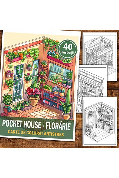 Legendary Gifts Anti-stress Coloring Book, 40 Illustrations Pocket House - Florist, 86 Pages, Format: A5