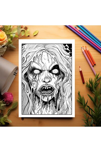 Legendary Gifts Coloring Book, 50 Illustrations, Horror Vibes, 106 Pages, Format: A5