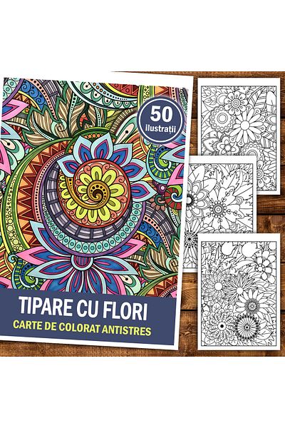 Legendary Gifts Anti-stress Coloring Book, 50 Illustrations With Flower Patterns, 106 Pages, Format: A5