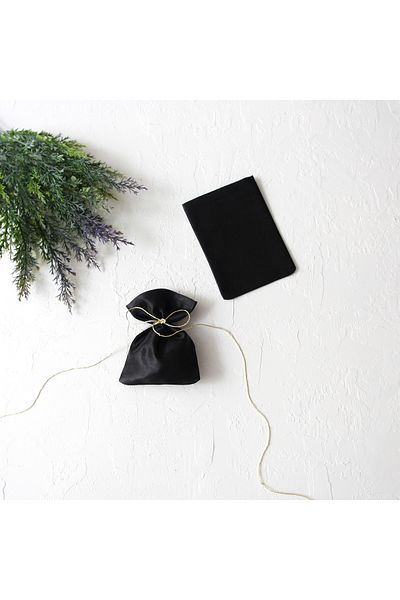 Bimotif Black Thick Satin Fabric Pouch, 9X12 cm 10 Pcs