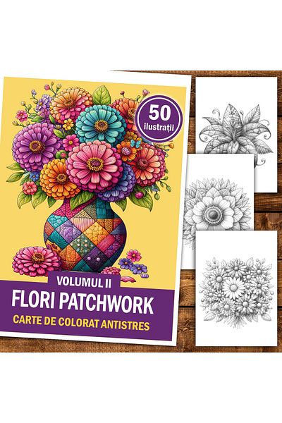 Legendary Gifts Anti-stress Coloring Book, 50 Illustrations Patchwork Flowers - Volume Ii, 106 Pages, Format: A5