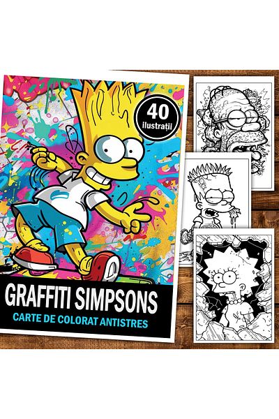 Legendary Gifts Anti-stress Coloring Book, 40 Illustrations, Graffiti Simpsons, 86 Pages, Format: A5