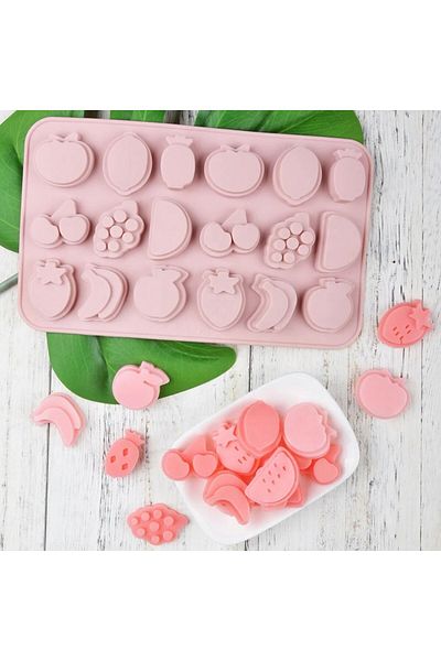Siliko World Chocolate Fruit Mold Ice Cube Tropical Fruit Jellybean Candy Silicone Mold