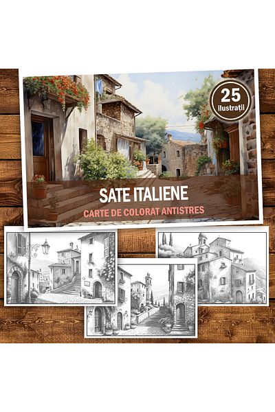 Legendary Gifts Anti-stress Coloring Book, 25 Illustrations Italian Villages, 56 Pages, Format: A5