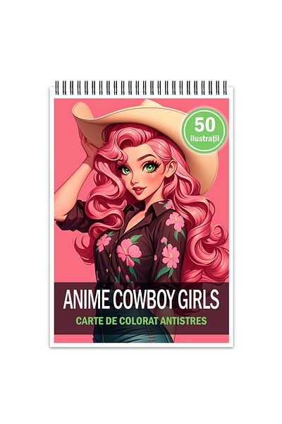 Legendary Gifts Anti-stress Coloring Book, 50 Illustrations, Anime Cowboy Girls, 106 Pages, Format: A5