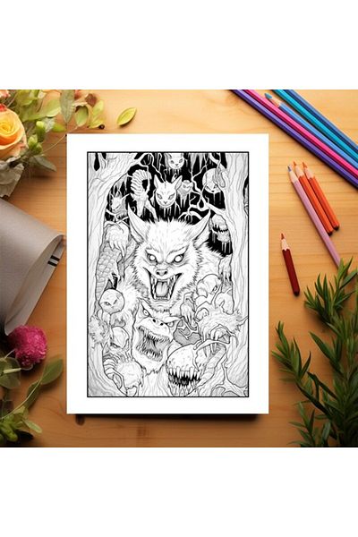 Legendary Gifts Adult Coloring Book, 50 Illustrations, Werewolves, 106 Pages, Format: A5