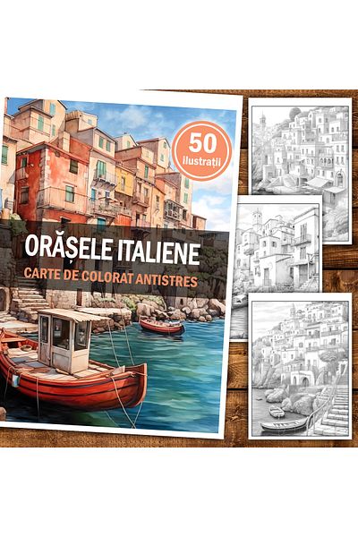 Legendary Gifts Anti-stress Coloring Book, 50 Illustrations Italian Cities, 106 Pages, Format: A5