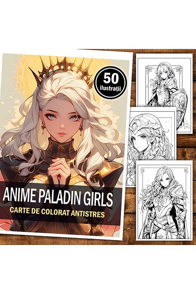 Legendary Gifts Anti-stress Coloring Book, 50 Illustrations, Anime Paladin Girls, 106 Pages, Format: A5