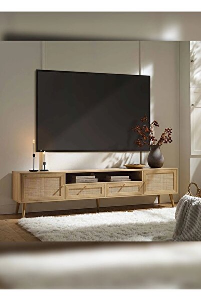LOTUS PORT İskandinav Tv Sehpası ,tv Ünitesi , Konsol Jüt Kumaşlı