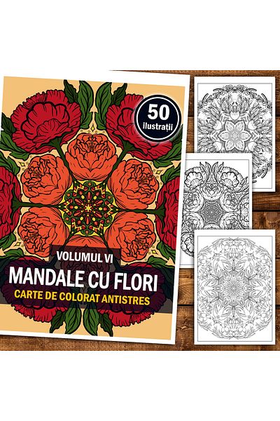 Legendary Gifts Anti-stress Coloring Book, 50 Illustrations Mandalas With Flowers - Volume Vi, 106 Pages, Format: A5